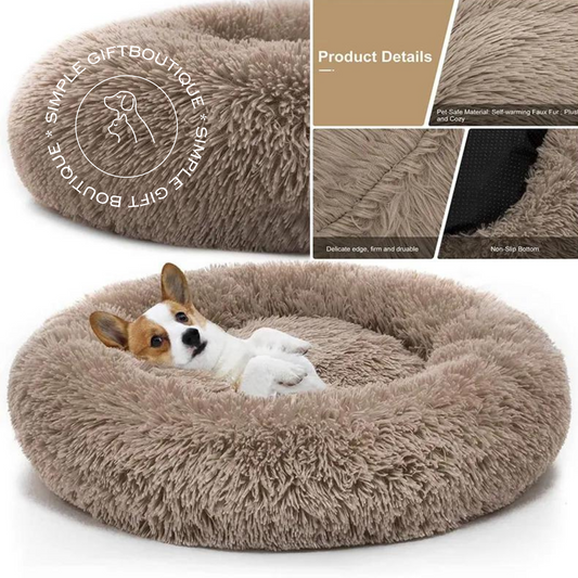 AB Plush Paradise: Comfort Donut Cuddler Pet Bed – Luxurious Rest for Your Furry Friend